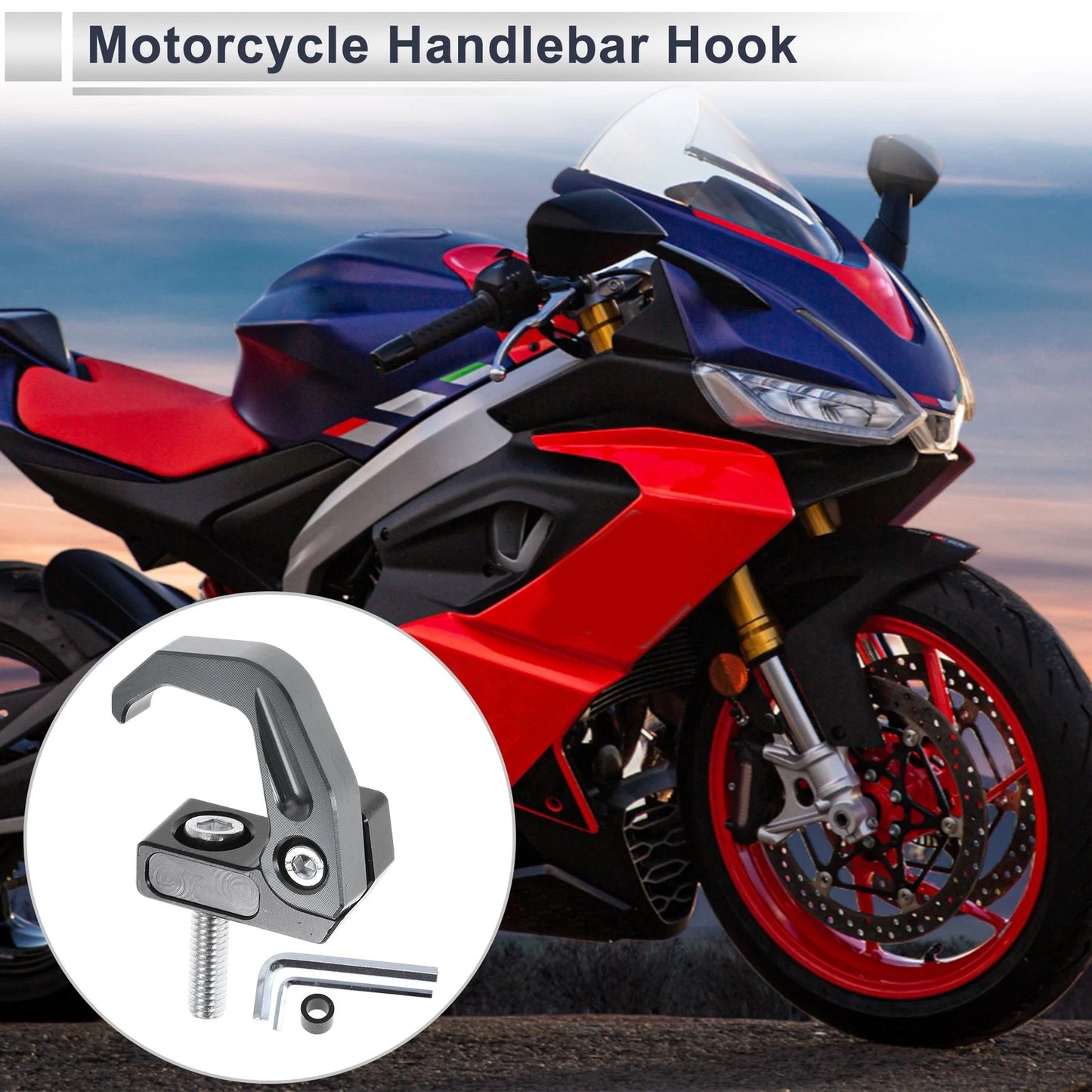 Square W/ Slot Motorcycle Hanging Hook / 42mm Length / Titanium Tone Black