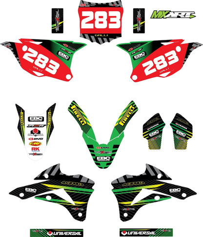 Custom Graphics Kit for 2014-2018 Kawasaki KX 85 - Factory Style