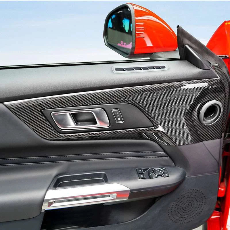 Carbon Fiber Interior Door Audio Panel Frame Trim for Ford Mustang 2024