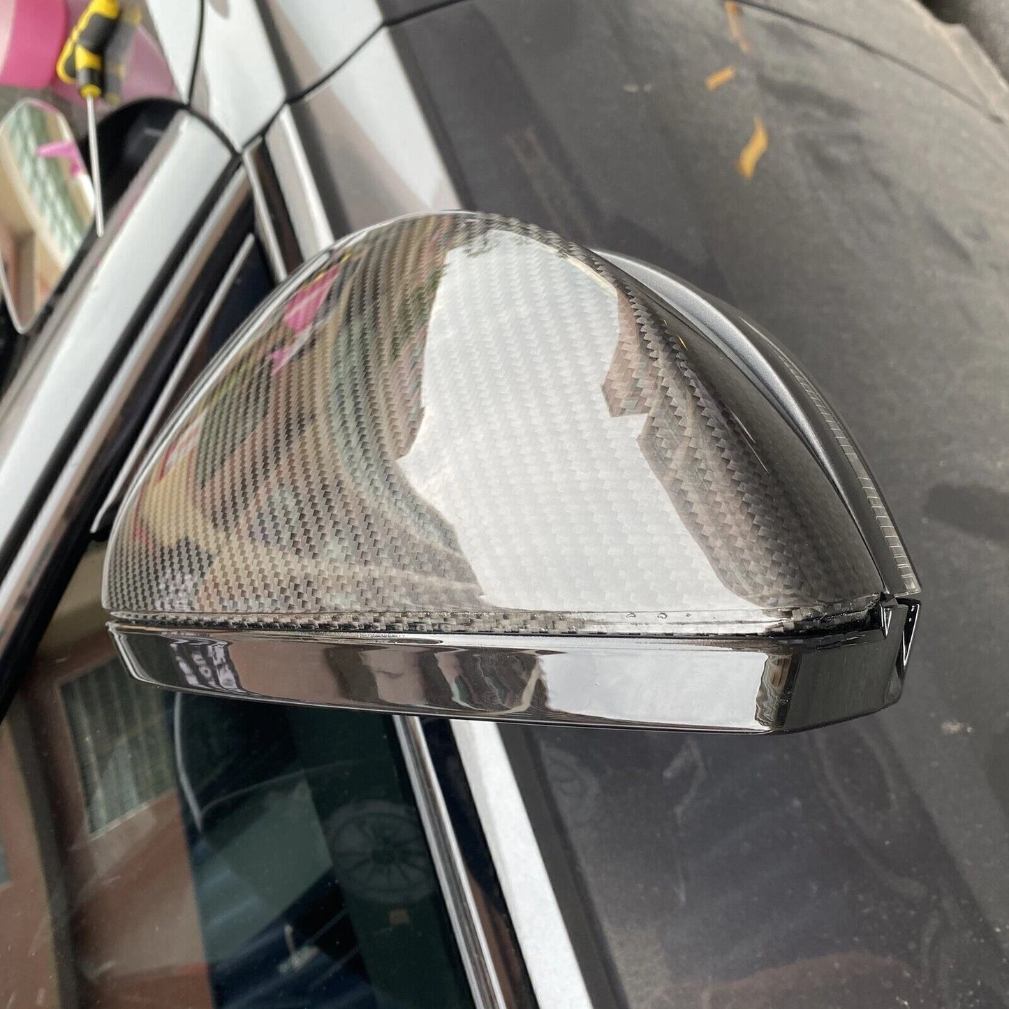 2 x Carbon Fiber Side Mirror Covers for Audi A6 A7 A8 (2019-2020)