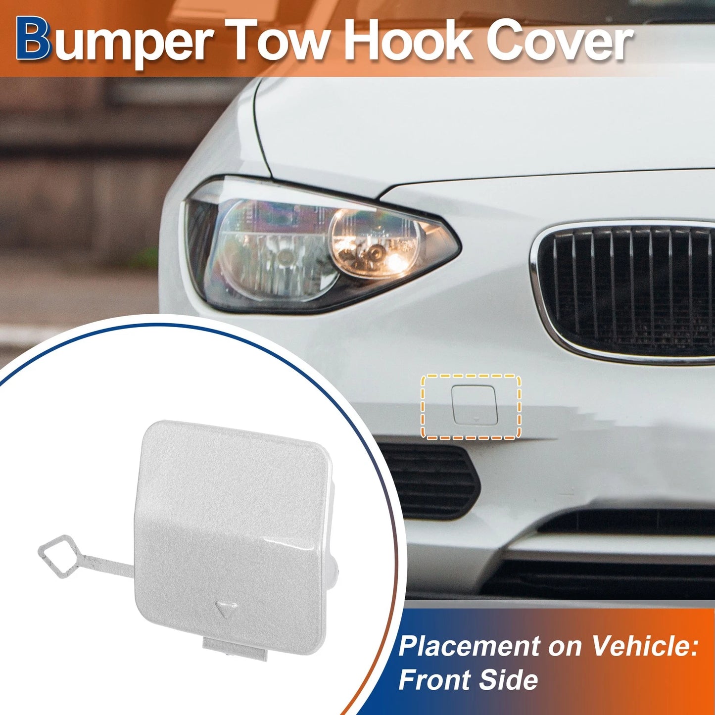 Front Bumper Tow Hook Cover for BMW 1 Series (2012-2019) - Ice Silver Metallic