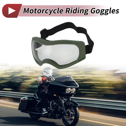 Motorcycle Riding Goggles / Clear Lens Green Frame PC PU for Motorcycle