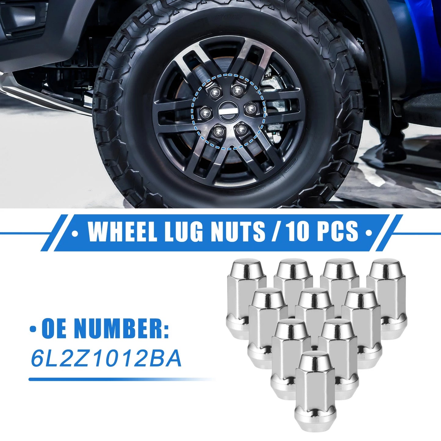 10 Pcs Wheel Lug Nuts for Ford Explorer, Lincoln MKS (2006-2010)