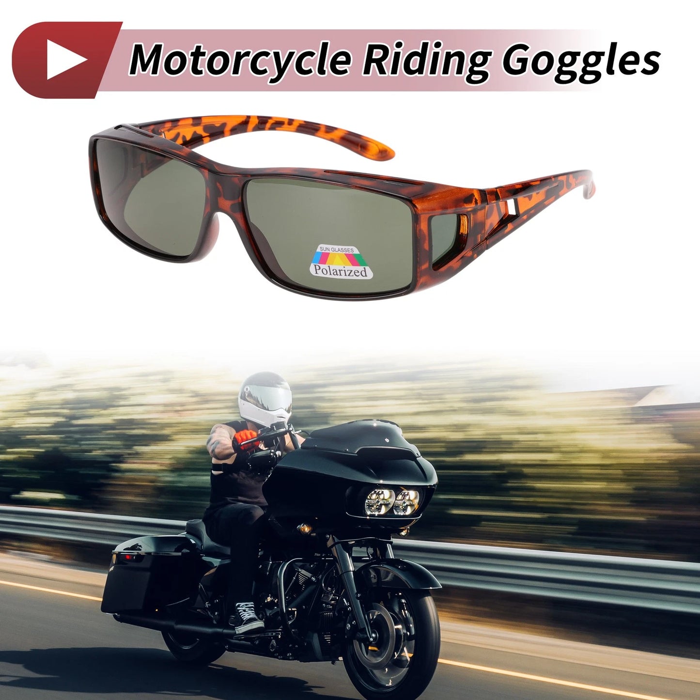1 Pc Motorcycle Riding Goggles Dark Green Lens Deep Black Brown Frame for Bike