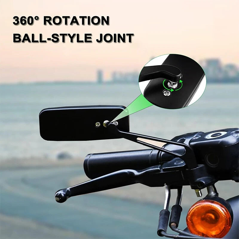 Black Rectangle Motorcycle Mirrors for Harley Road Glide, Touring, Road King