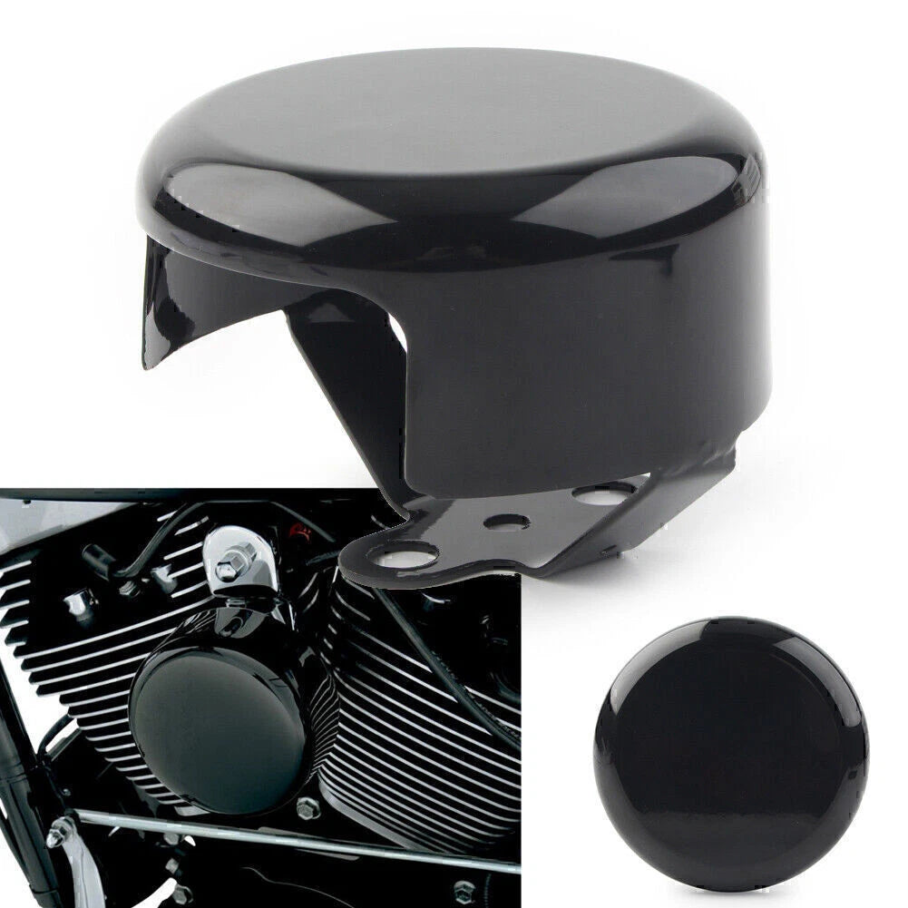 Black Smooth Horn Cover for Harley Softail FLHX FLT FLHT Dyna Bad Boy