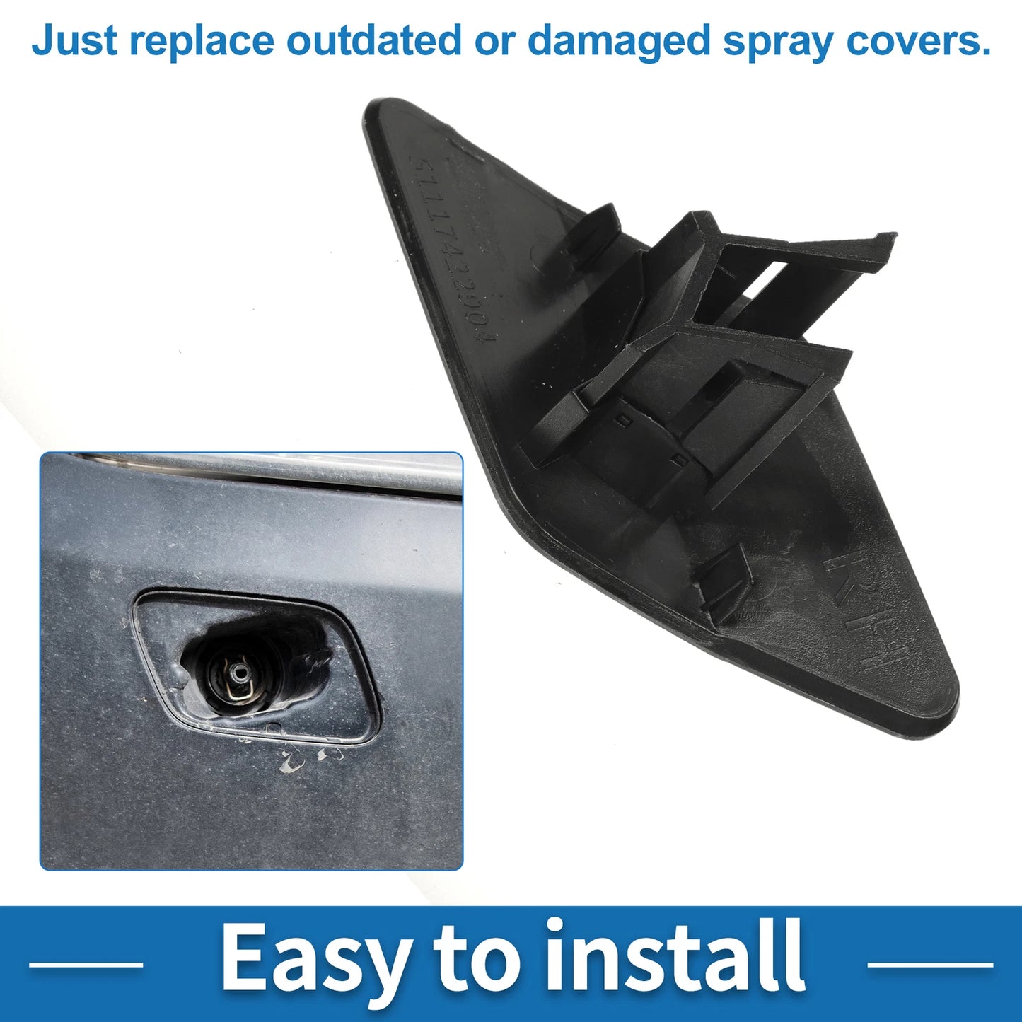 Front Right Washer Nozzle Cover for BMW X6 2015-2019 (2 x Blue Caps)