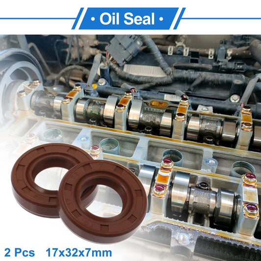 Oil Seal 17x32x7mm 2 x Seal Ring Rotary Shaft Seal FKM Rubber Brown