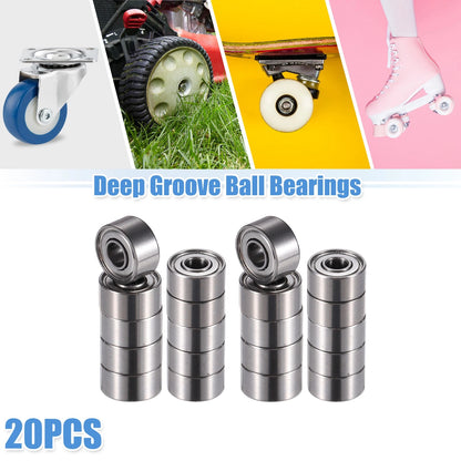 20pcs 3x8x4mm Double Metal Shield Deep Groove Ball Bearings for MakeModel