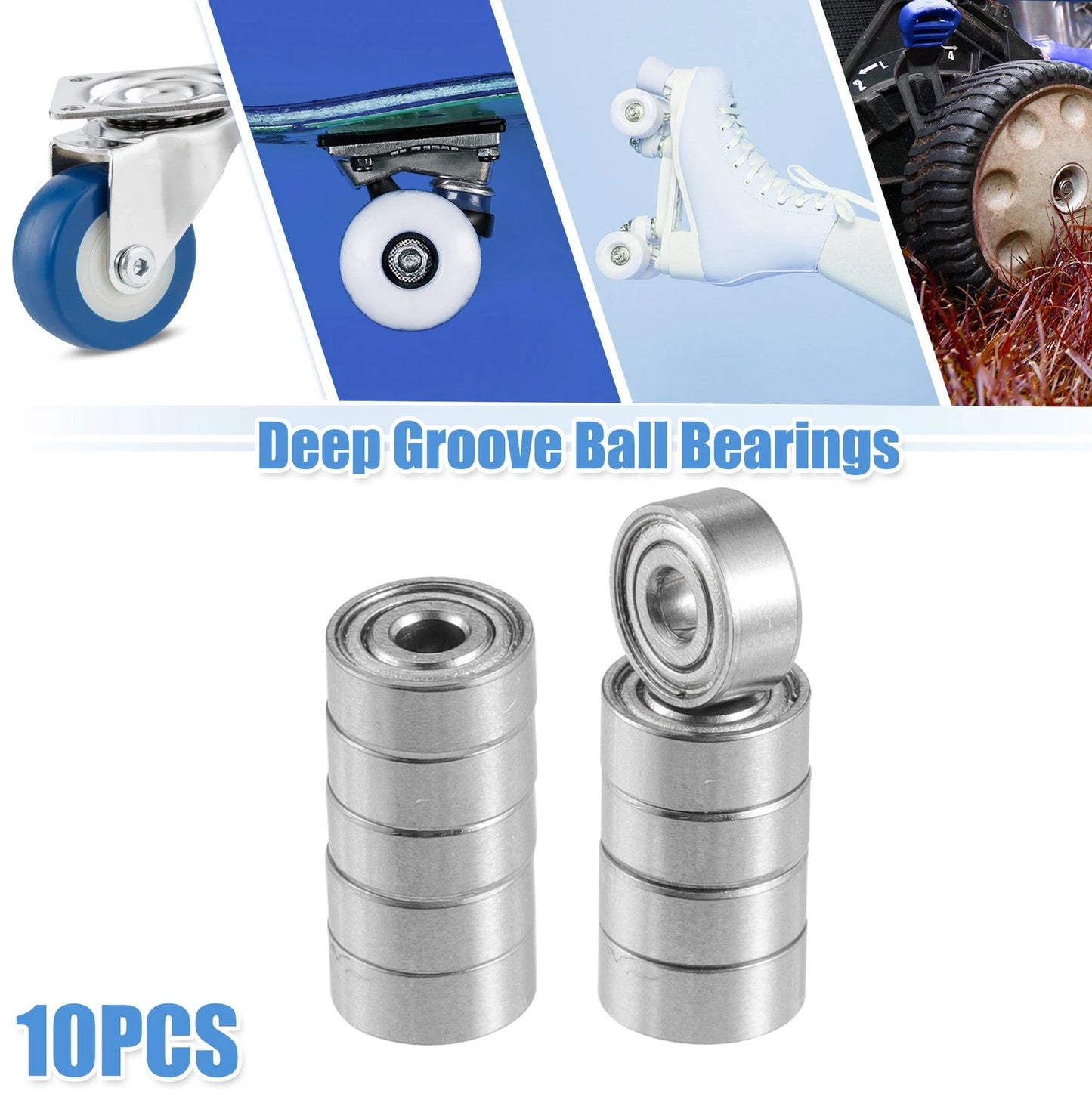 10 Pcs 2x6x2.5mm Deep Groove Ball Bearing Double Metal Shield for Car