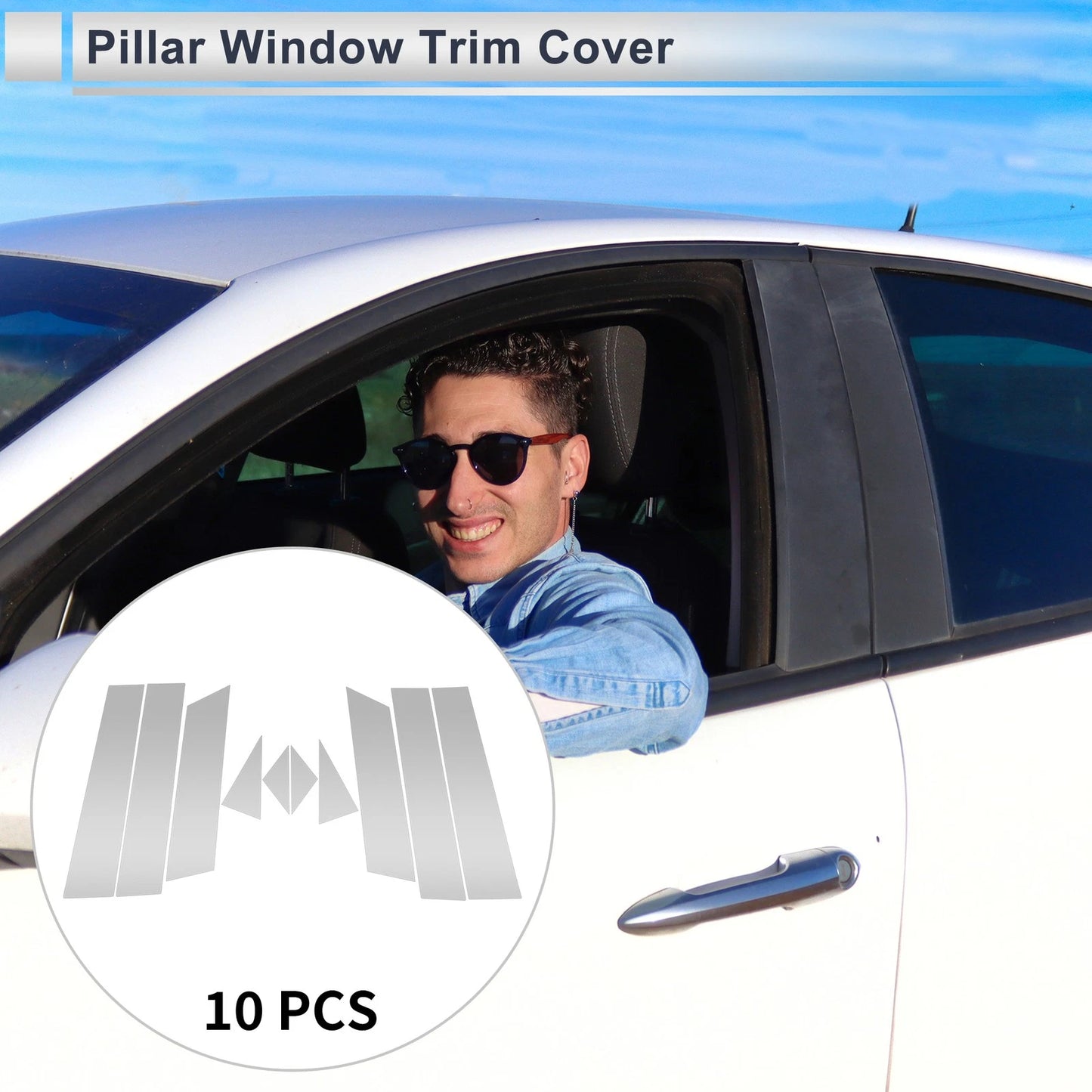 10 Pcs Door Pillar Window Trim for Mazda CX-5 (2017-2024) Silver Tone