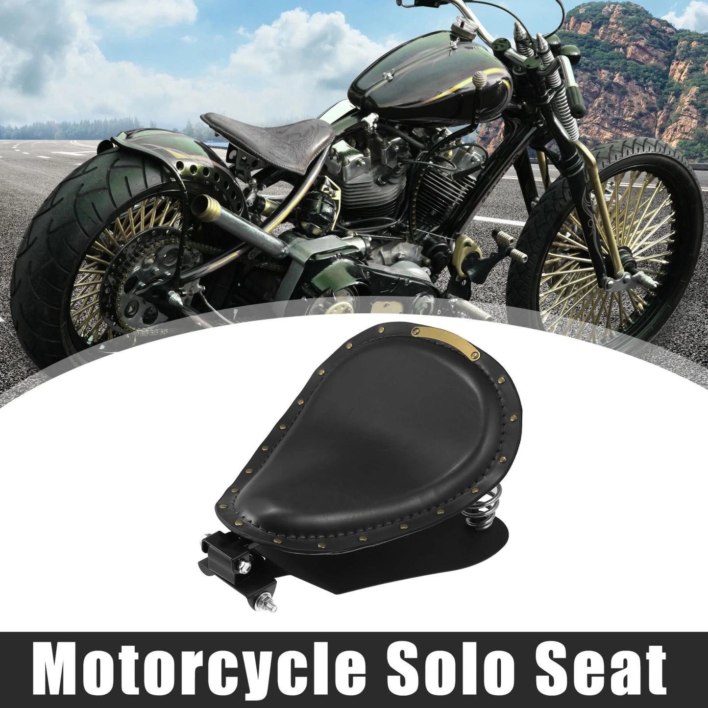 1 Set Motorcycle Solo Seat Saddle with Spring Base for Harley Sportster XL883