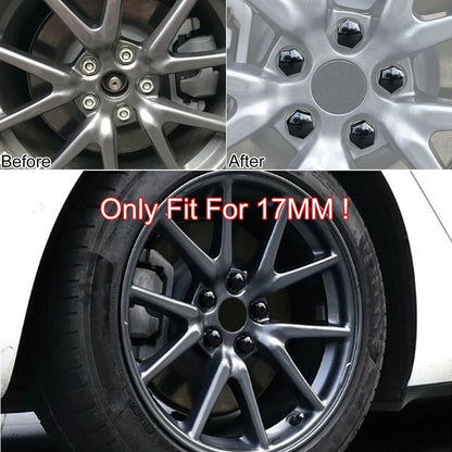 Black Wheel Nut Bolt Cover Cap / Pack of 24x 17MM / for Opel