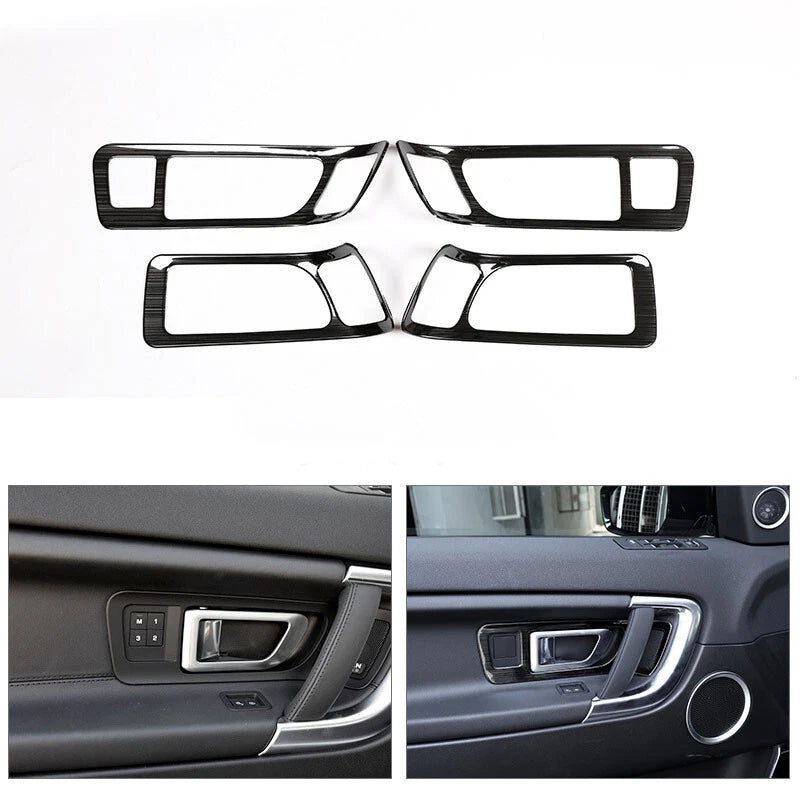 Black Stainless Interior Door Handle Switch Knob Cover Trim For Discovery Sport