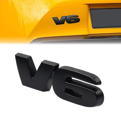 V6 Universal Metal Logo Emblem Badge for Car Fender Trunk Engine (No Year)