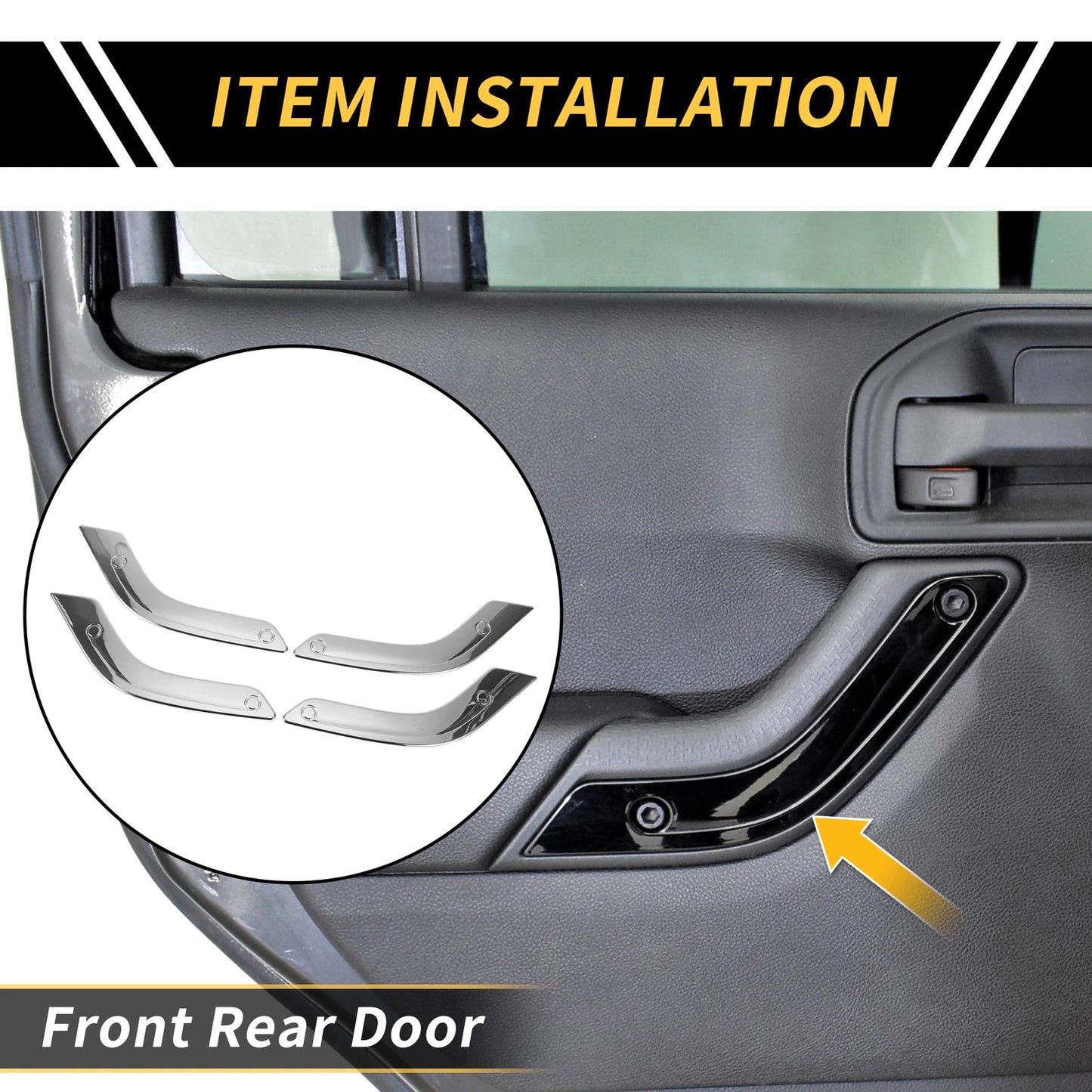 Front Rear Door Handle Bezel Cover Trims for Jeep Wrangler JK (2007-2018)