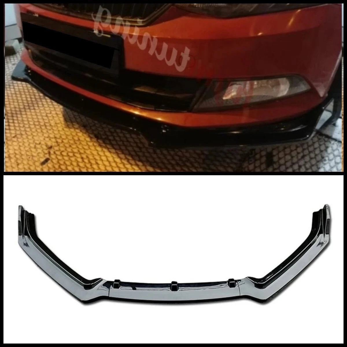 Front Bumper Lip Splitter for Skoda Rapid (2012-2021) 3 Pcs