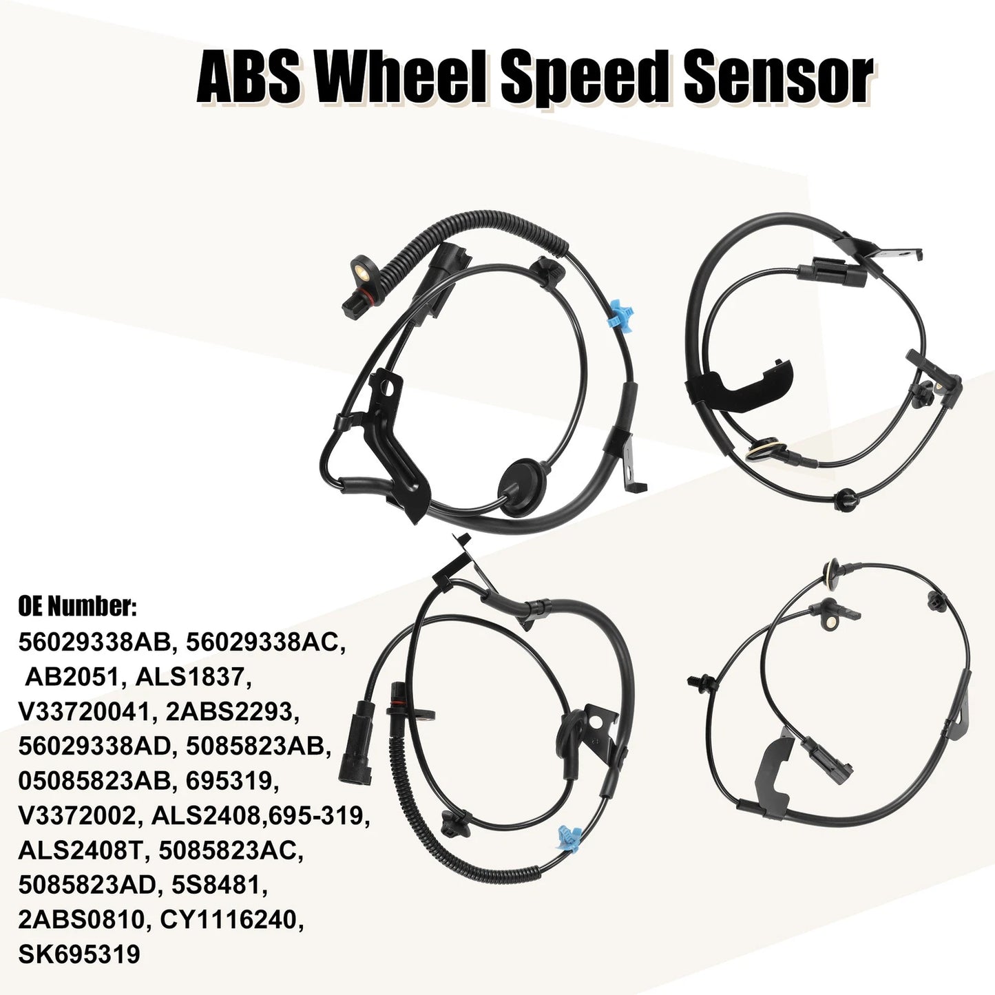 4 x ABS Wheel Speed Sensor Front Rear for Chrysler 200 (2011 - 2014)