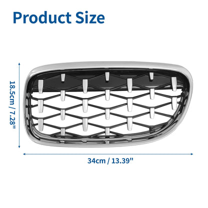 Hood Bumper Grille for BMW 335d 328i 335i E90 (2006-2013) - Silver Tone Pair