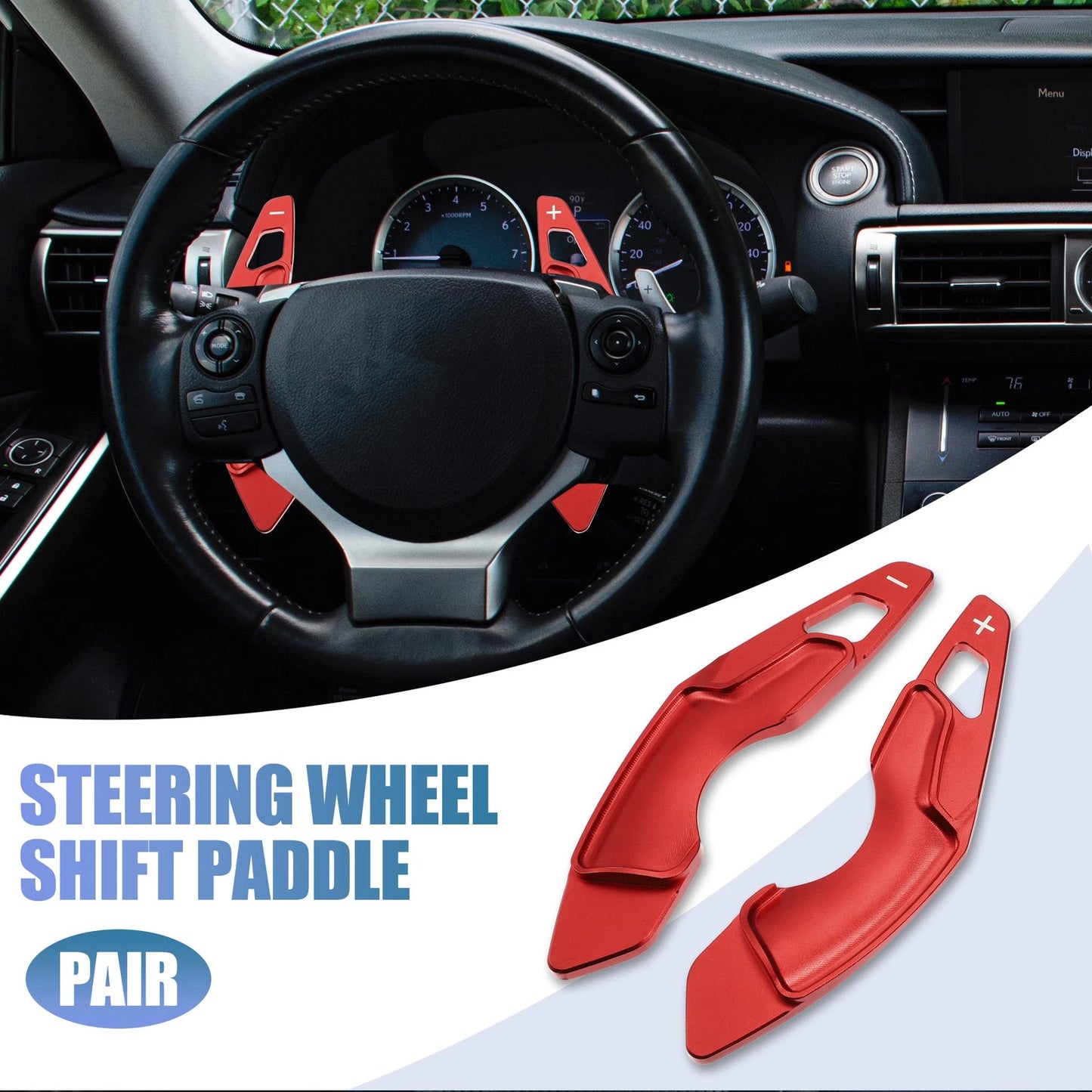 Red Steering Wheel Paddle Shifter Extensions for Lexus IS350 IS250 IS300 (2013-)