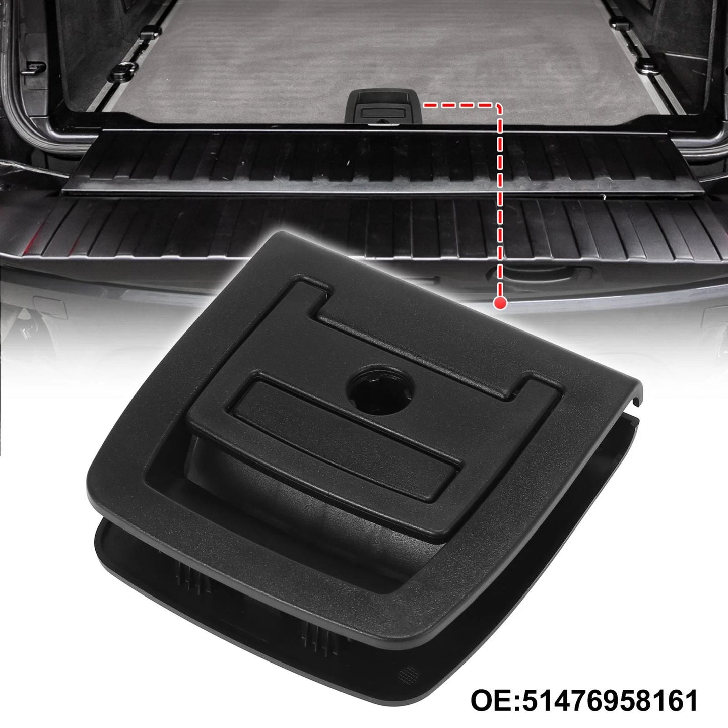 Black Rear Trunk Mat Carpet Handle for BMW X5 X6 (2006-2013)