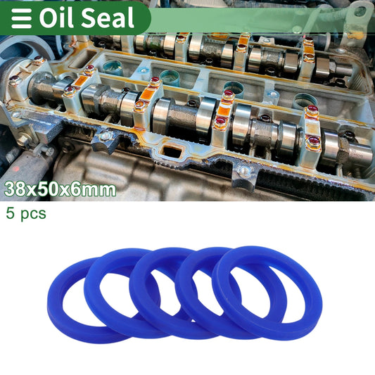 Oil Seal 38x50x6mm Rotary Shaft Seal TPU Blue 5 Pcs