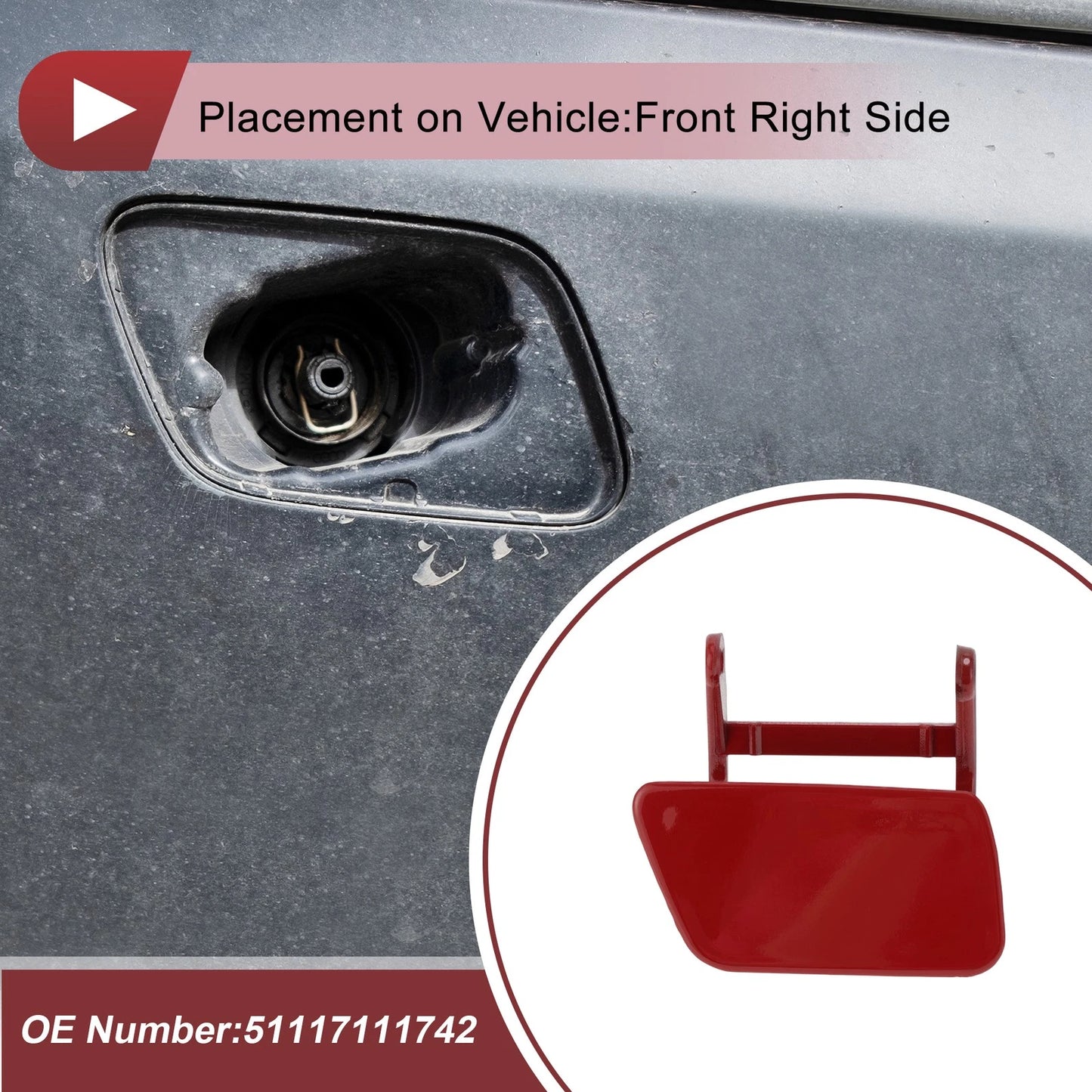Bumper Headlight Washer Nozzle Cover for BMW 525i (2004-2005) Red