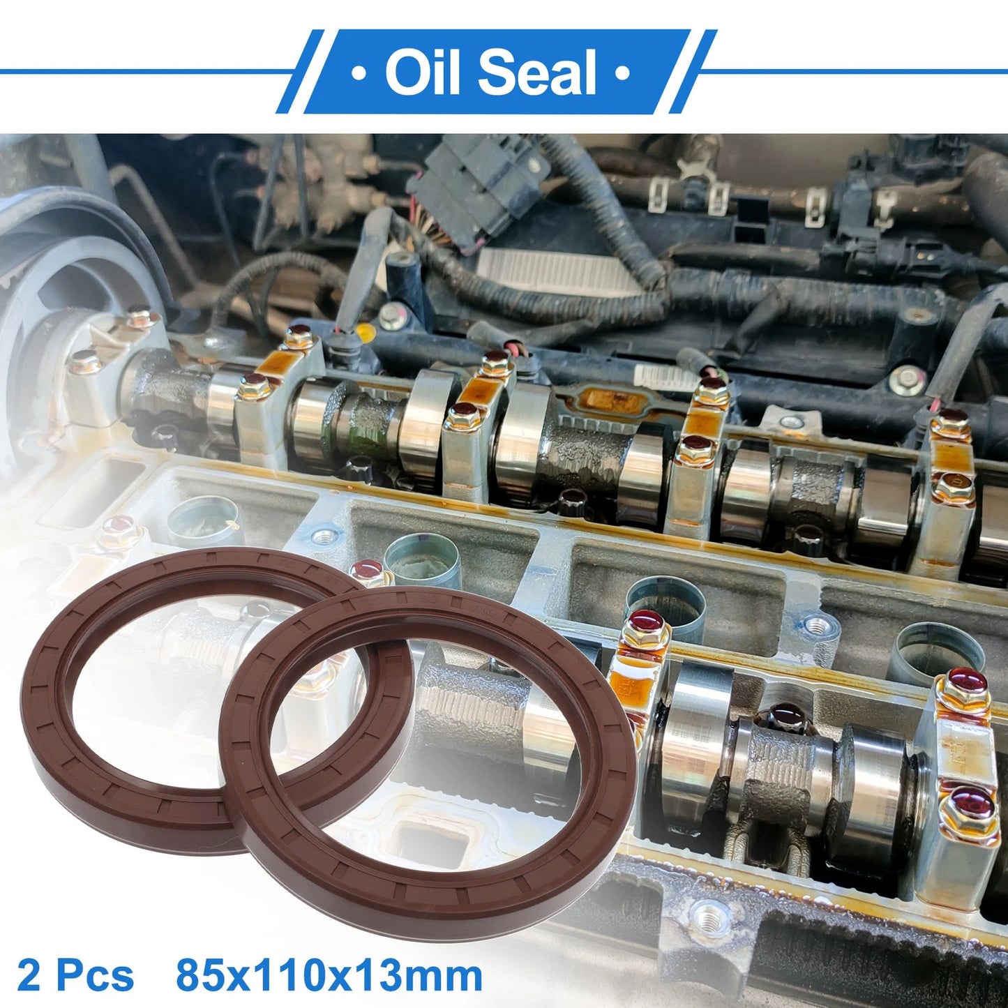 Oil Seal 2 x Rotary Shaft Seal FKM Rubber 85x110x13mm Brown