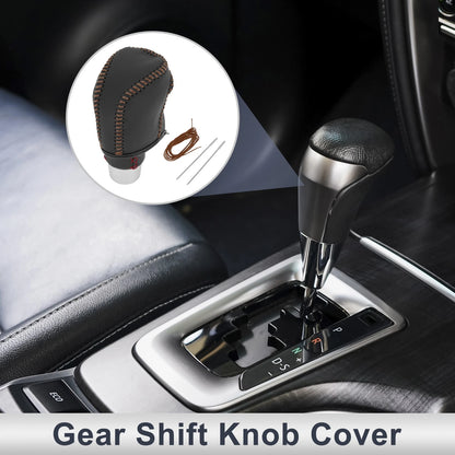 Gear Shift Knob Cover for Toyota Camry 2019-2022 Black Brown Faux Leather