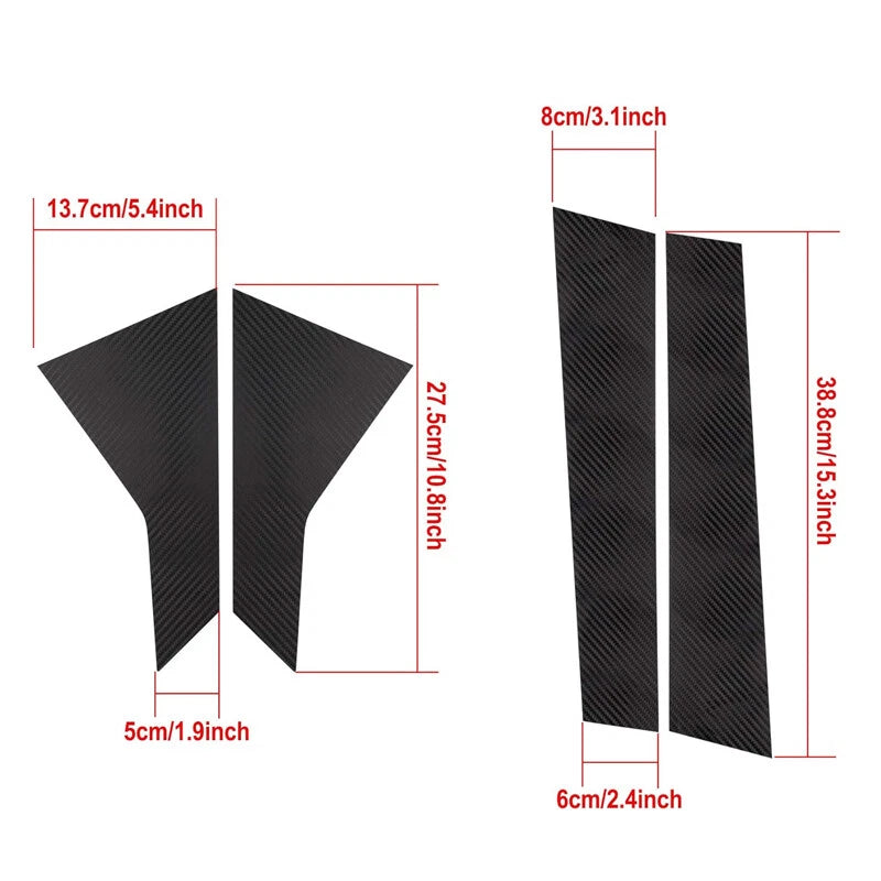 Carbon Fiber Door Window Pillar Post Trims 2 x for 2016-2021 Honda Civic Sedan