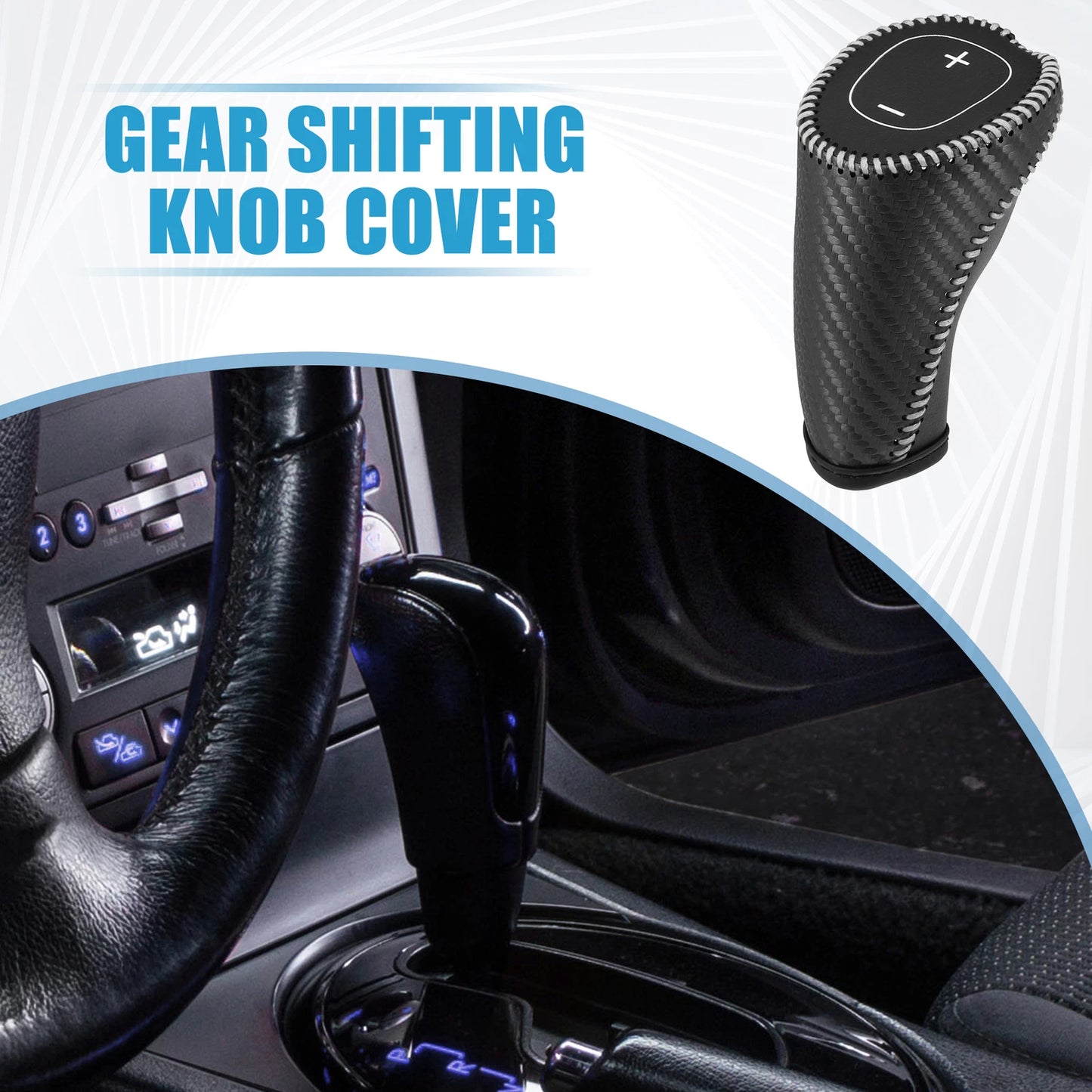 Gear Shifting Knob Cover Trim for Chevy Equinox Malibu Black Gray Stitches