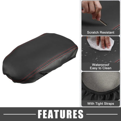 Kia Optima Center Console Armrest Cover 2016-2020 Black Red Stitches