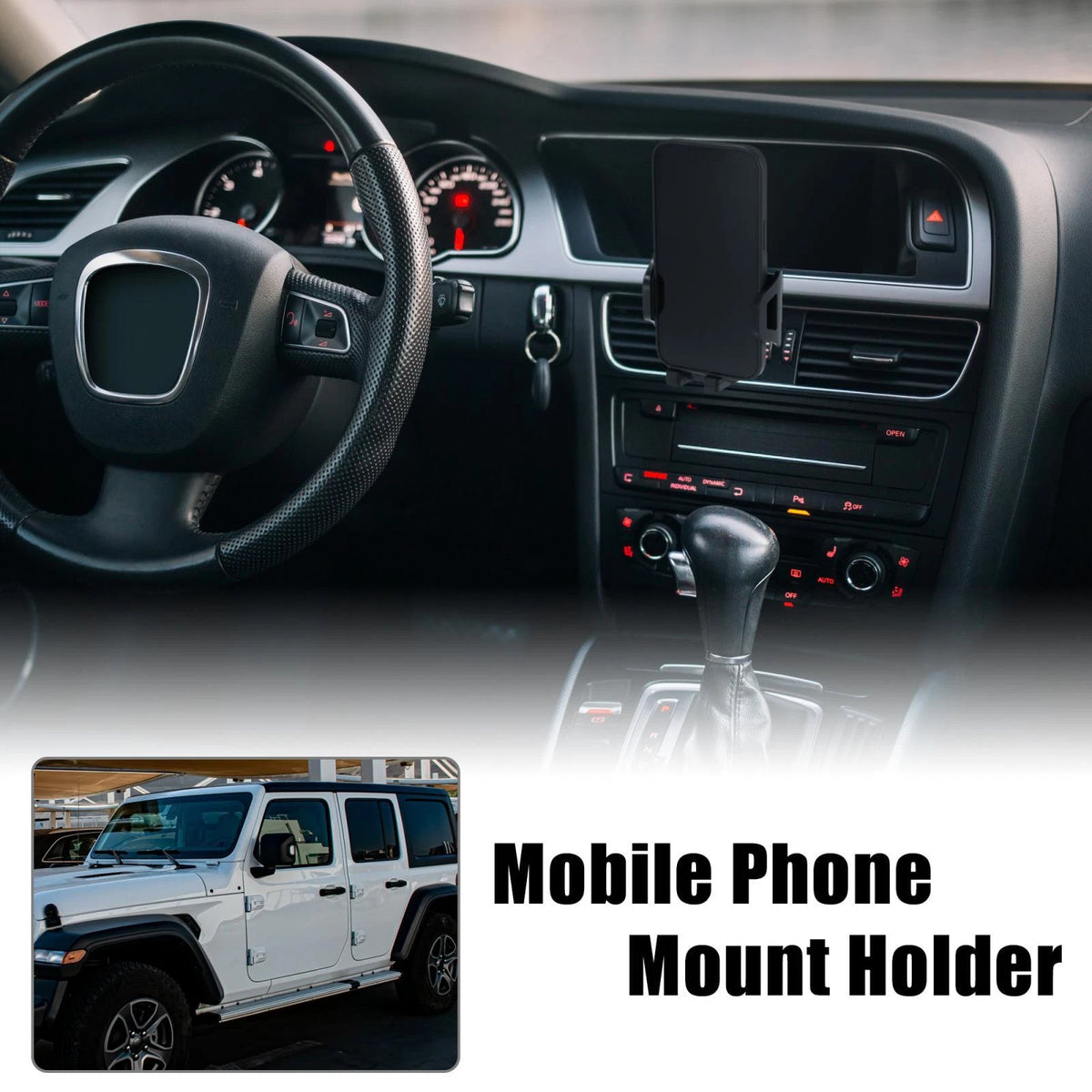 Car Phone Holder Mount for Jeep Wrangler JK JKU (2011-2018)