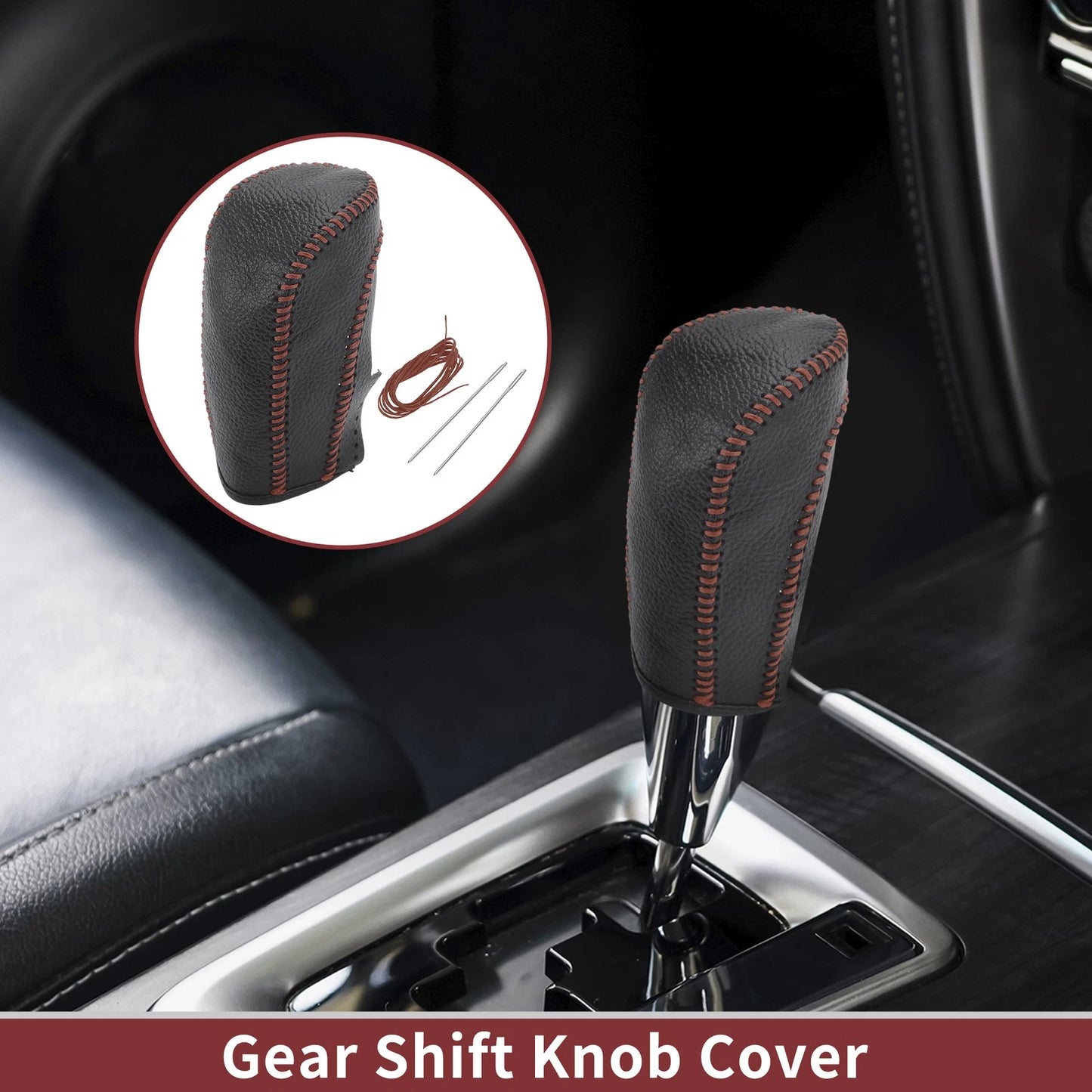 Car Gear Shift Knob Cover for Ford Fiesta (2009-2012) Brown Faux Leather