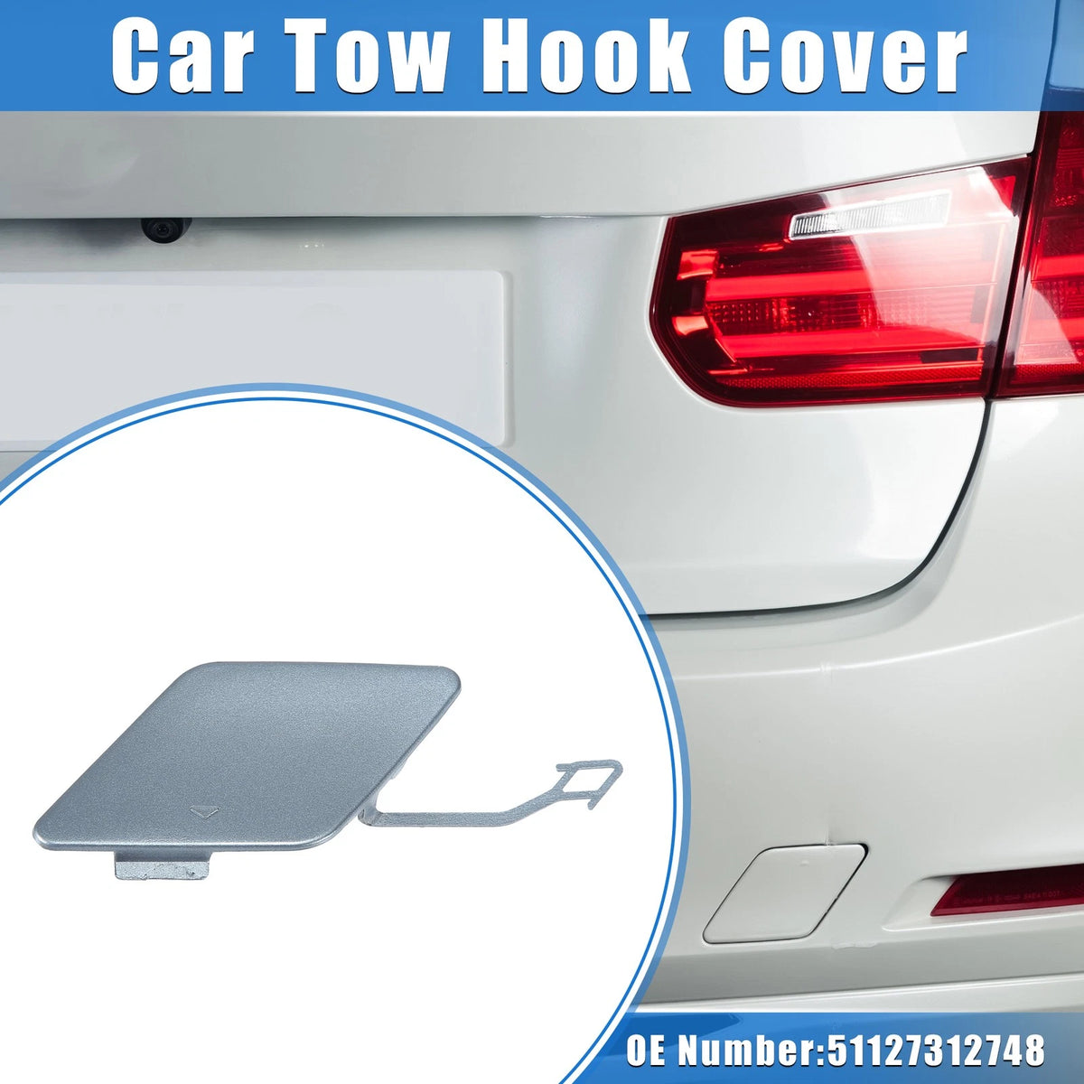 Rear Bumper Tow Hook Eye Hole Cover Cap for BMW 3 F30 Blue (2012-2015)
