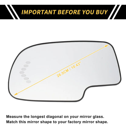 Heated Left Mirror Glass Replacement for Chevrolet Silverado 1500 2500 3500