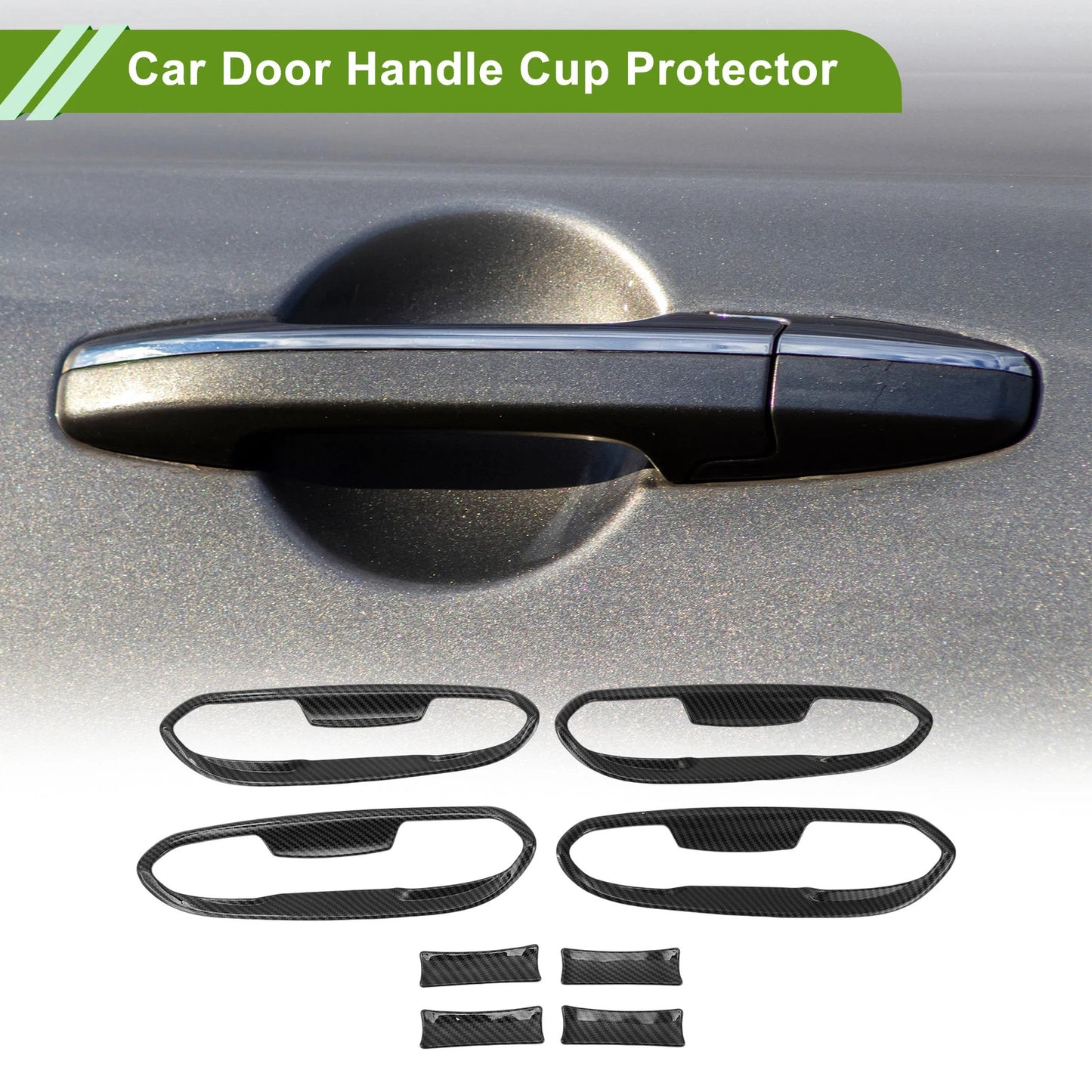 Car Door Handle Cup Protectors for Ford Edge Carbon Fiber Black ABS 8 x Pieces