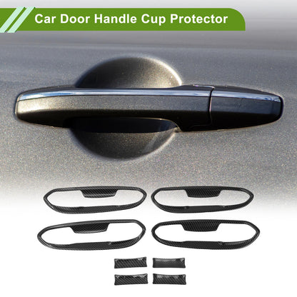 Car Door Handle Cup Protectors for Ford Edge Carbon Fiber Black ABS 8 x Pieces