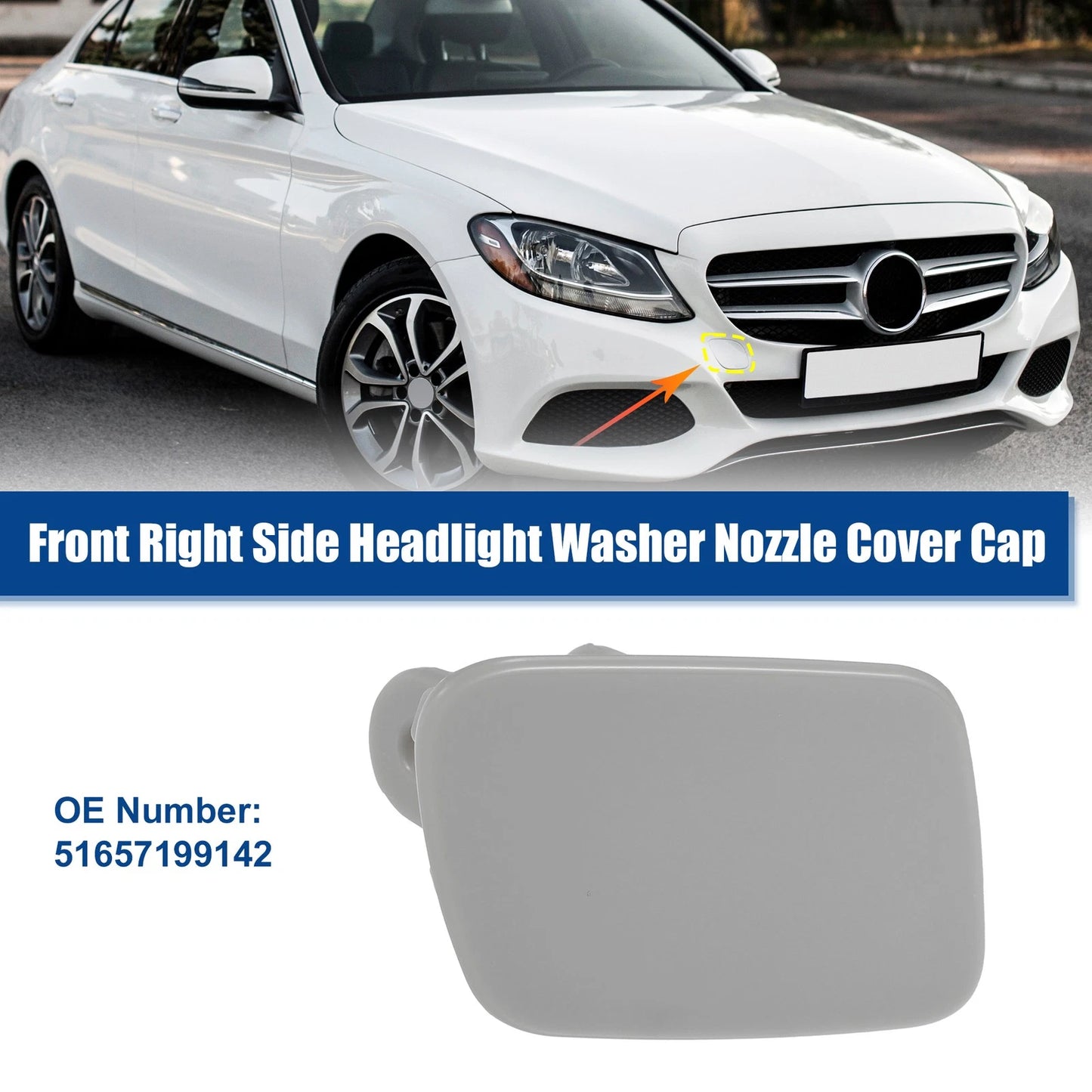 Front Right Headlight Washer Nozzle Cover for BMW X5 E70 (2007-2013) Gray