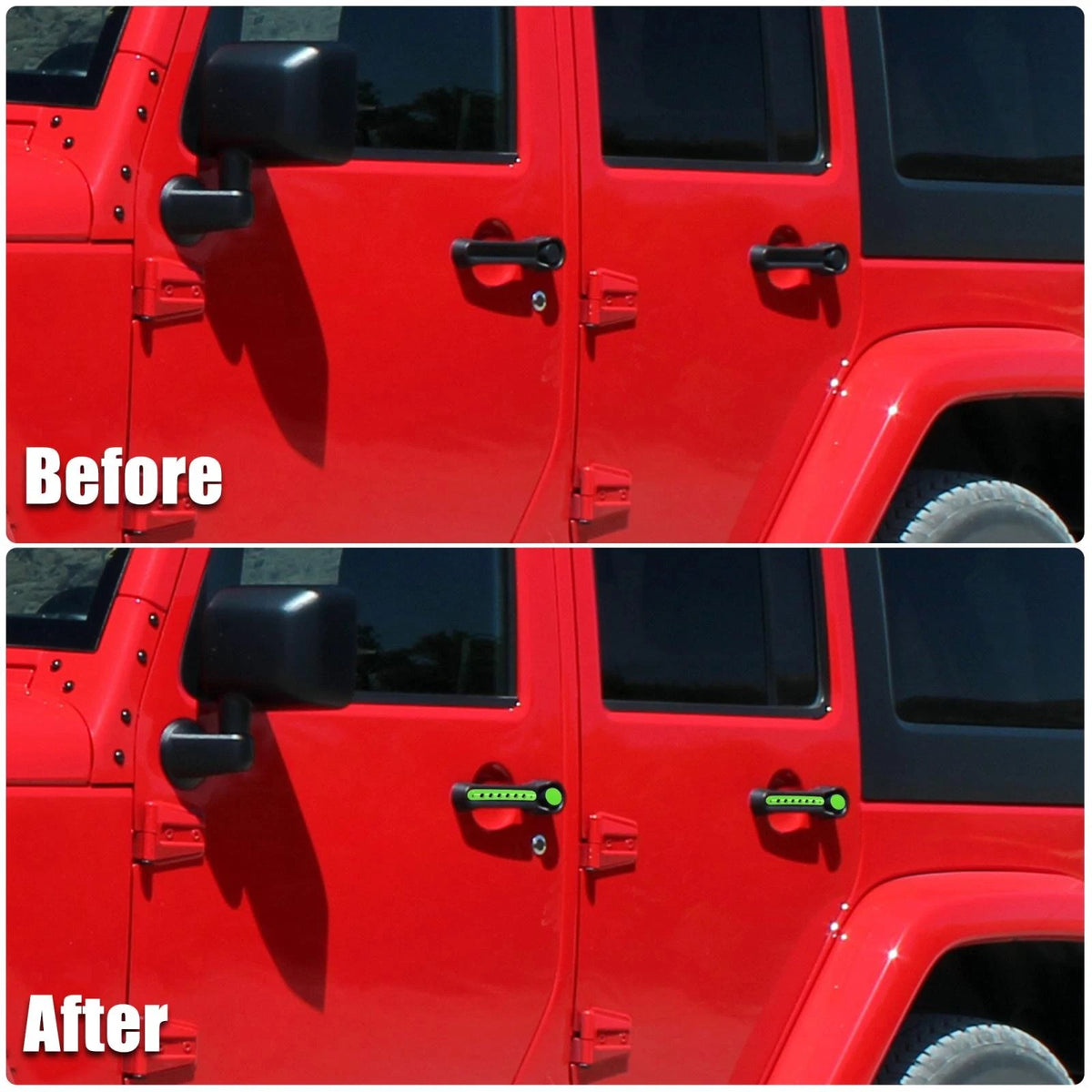 5 x Door Handle Trim & Button Covers for Jeep Wrangler 2007-2018 Green
