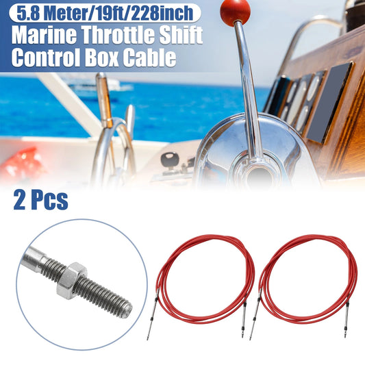 2 x Marine Throttle Shift Control Box Cable Red Steel for Make Model