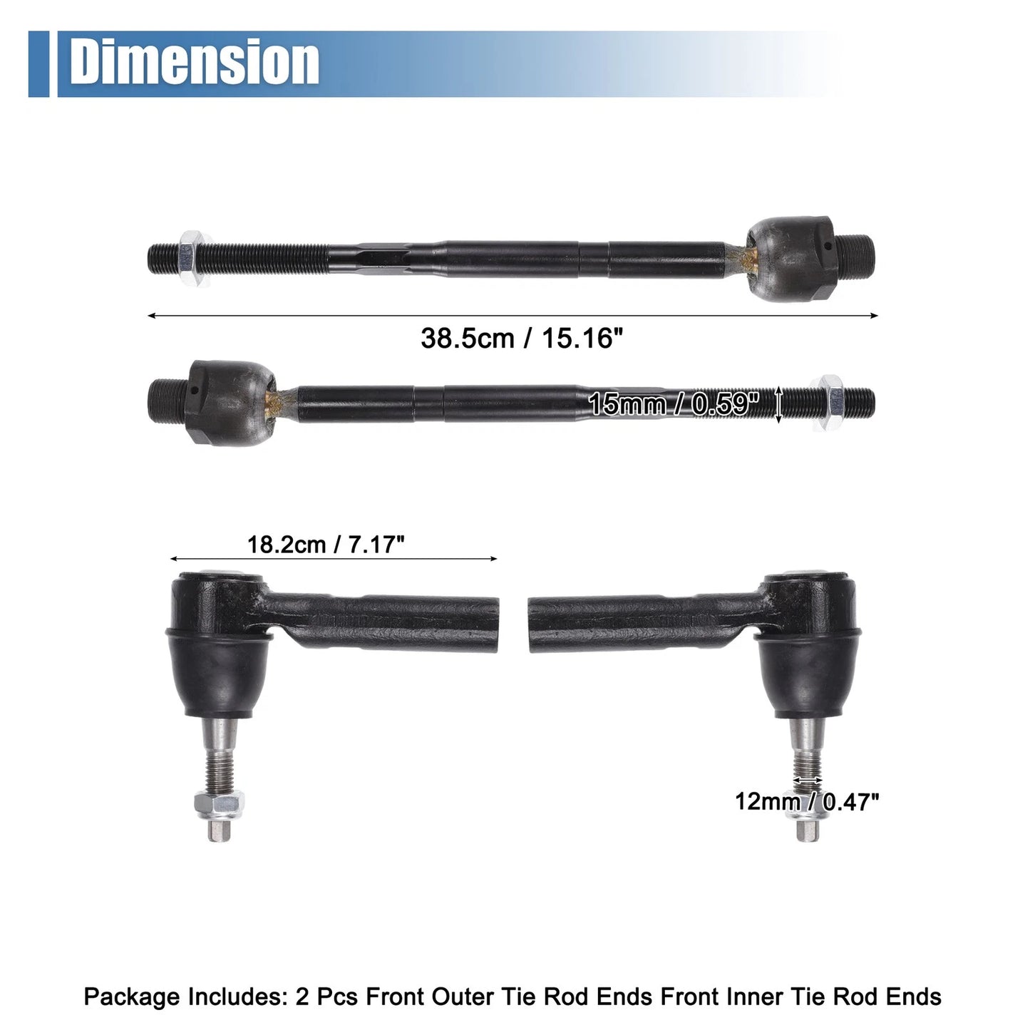 4 x Front Inner Outer Tie Rod End Links Kit for Chevrolet Camaro