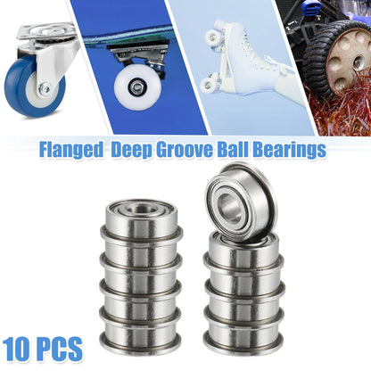 10pcs 4x10x4mm Double Metal Shield Flanged Deep Groove Ball Bearings