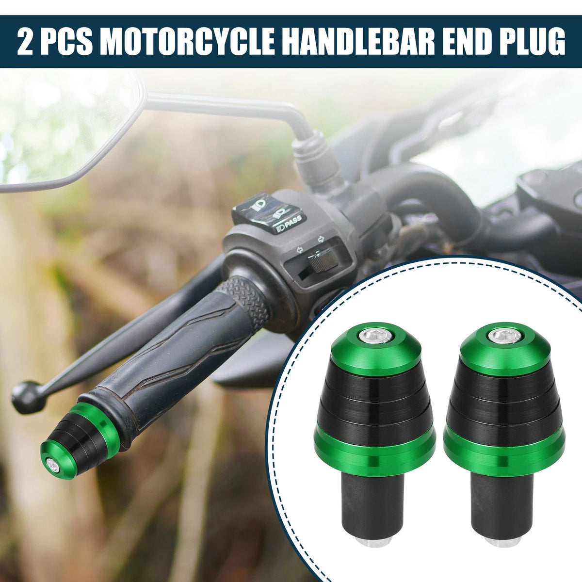 End Plug / 2 x 18-20mm 33.5mm OD / Aluminum Alloy Green for Motorcycle