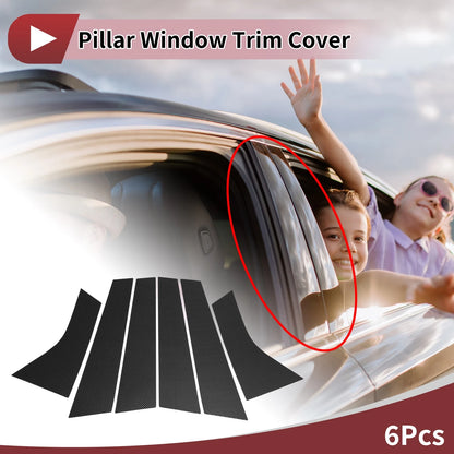 Black Carbon Fiber Door Pillar Window Trim for Volvo V40