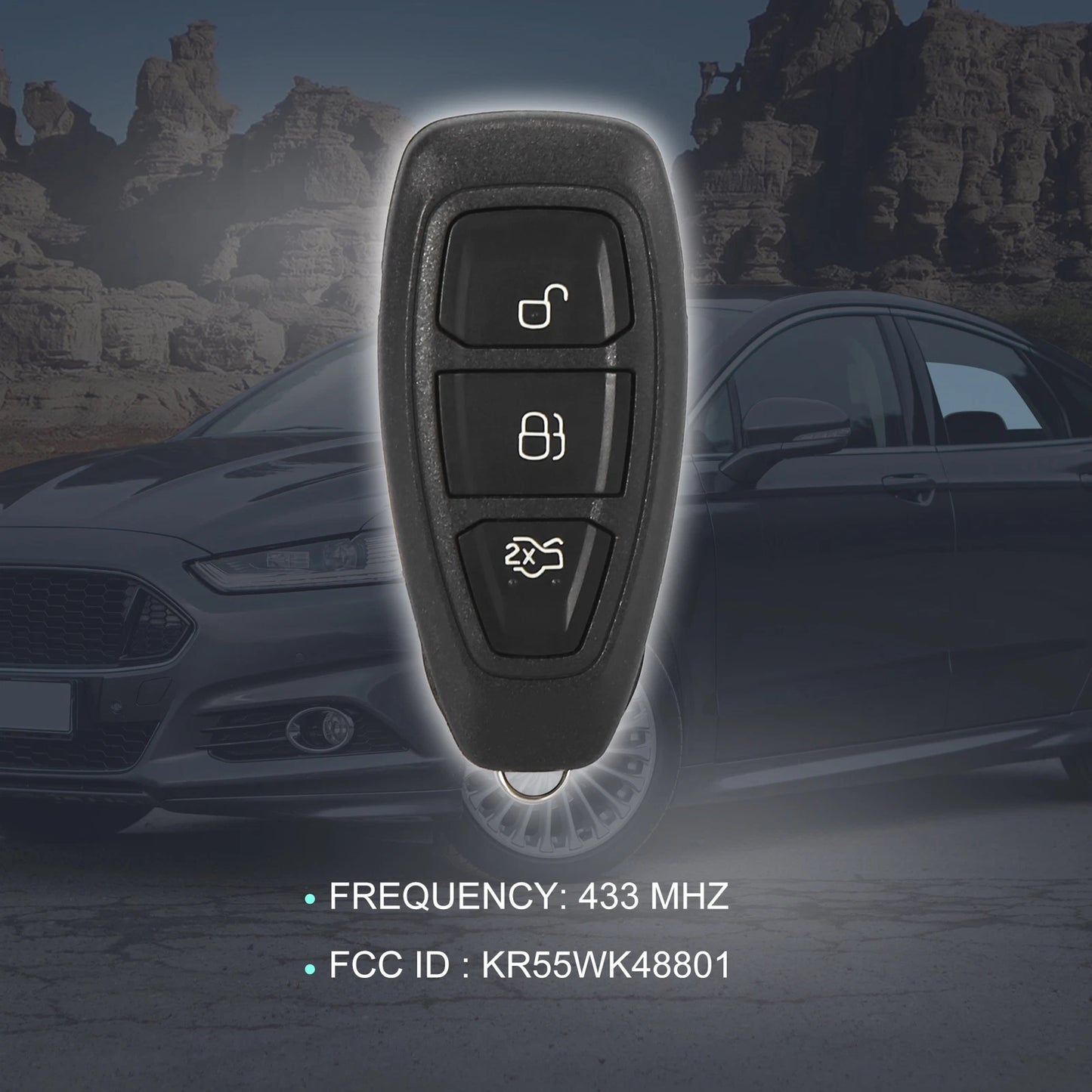 Keyless Entry Remote Car Key Fob 433MHz for Ford Focus (2000-2018)