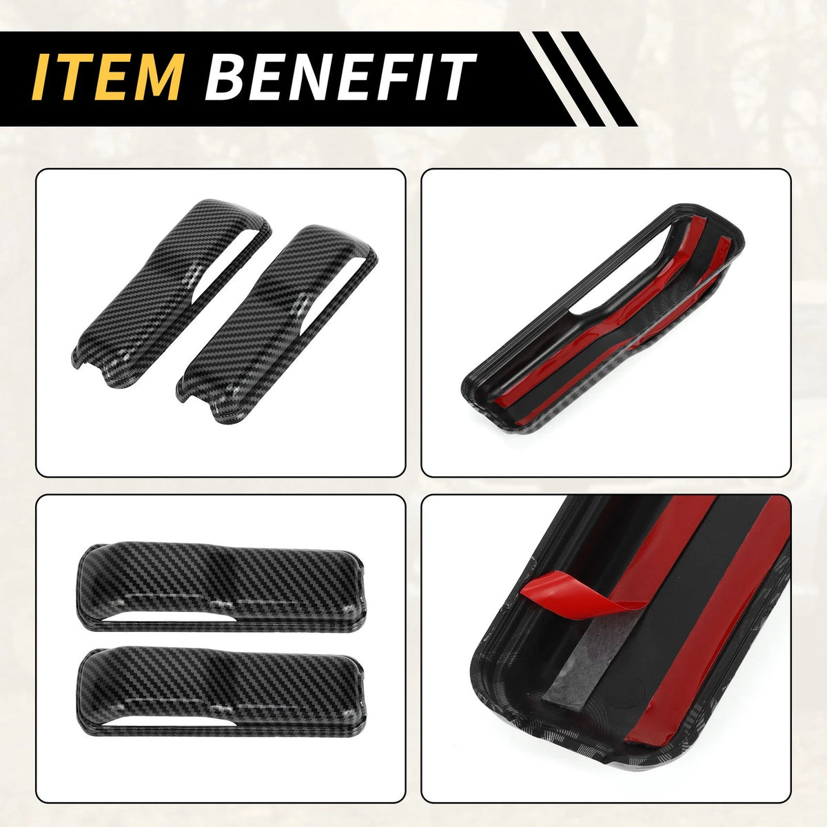 2 x Engine Hood Hinge Covers for Jeep Wrangler JL JLU (2018-2022) Carbon Fiber