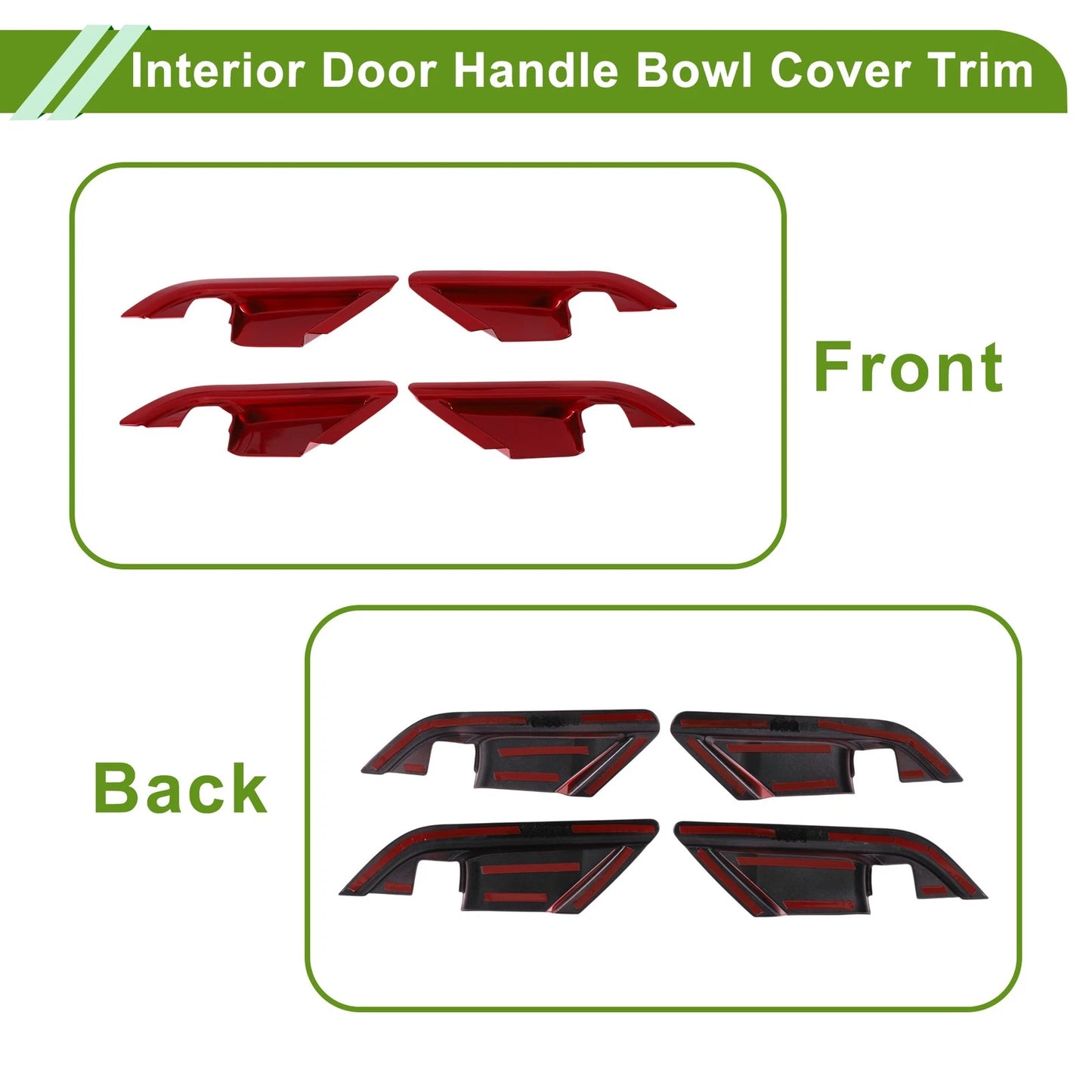 Red ABS Interior Door Handle Bowl Cover Trim for Toyota Camry (2018-2022) 4 x