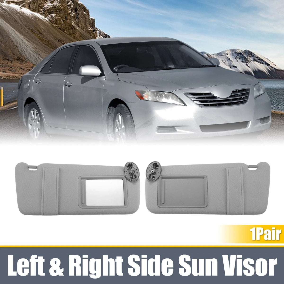 Sun Visor Pair for Toyota Camry (2007-2011) Left Right Side W/O Sunroof Light