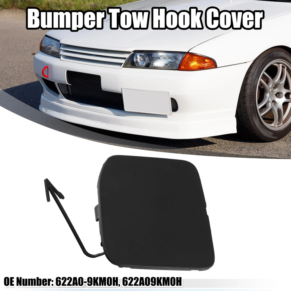 Bumper Tow Hook Cover Cap for Nissan Versa Sedan (2015-2019) Matte Black